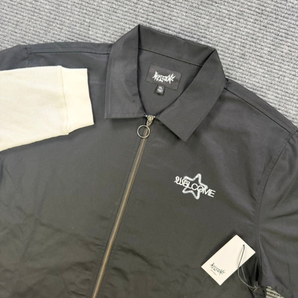 NEW Welcome Skateboards Supernatural Superstar Layered Zip Work Jacket‎ Black XL